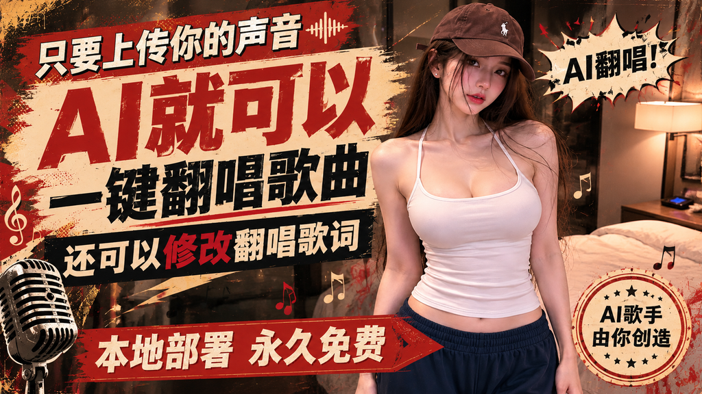 只要上传你的声音 AI就可以一键翻唱歌曲 还可以修改翻唱歌词