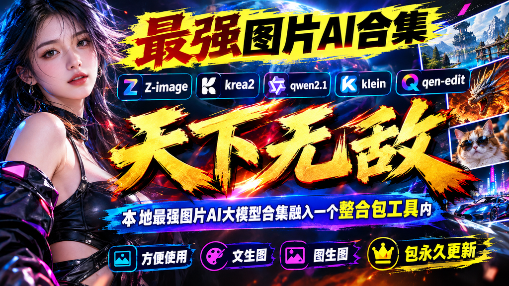 最强图片AI合集Z-image krea2 qwen2.1 klein qen-edit一键整合包