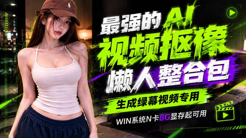 长短视频抠像,生成绿幕视频专用,懒人一键整合包,N卡8G显存起可用