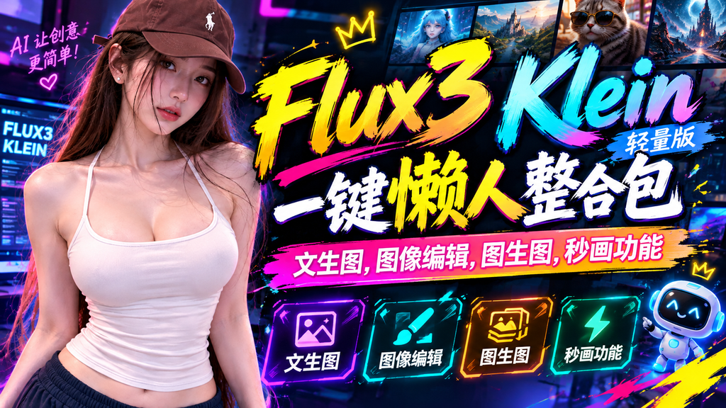 Flux3 Klein轻量版一键整合包,文生图,图像编辑,图生图,秒画功能