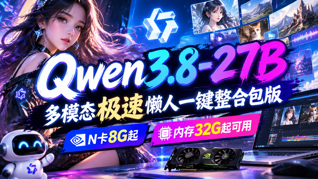 Qwen3.8-27B 越狱多模态极速懒人一键整合包版 N卡8G起 内存32G起可用